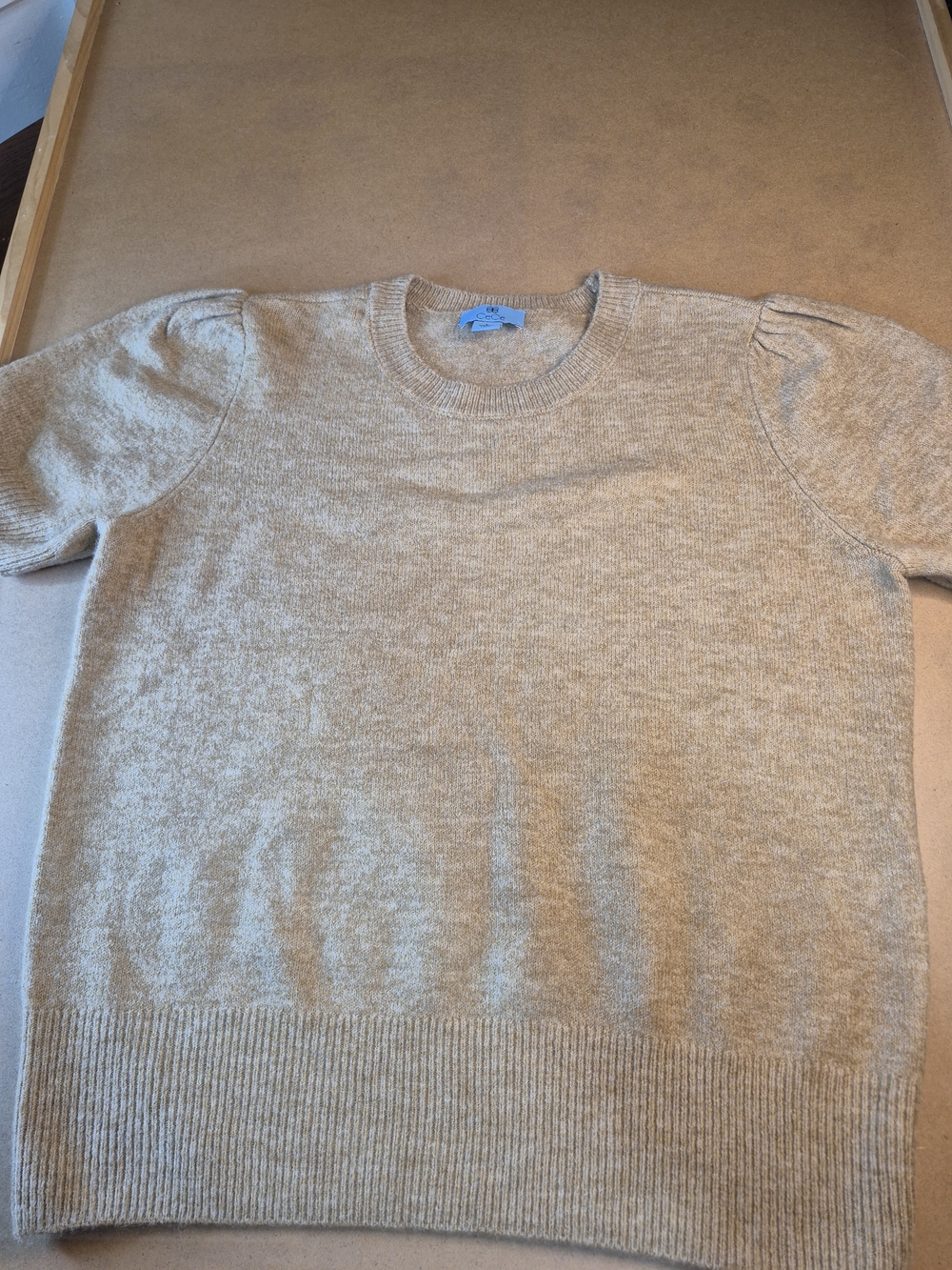 CeCe Women's Scoop Crewneck Sweater in Light Beige